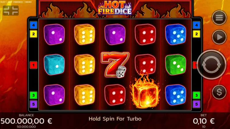 Hot Fire Dice - ekran loje me shtatëshe të ndezura